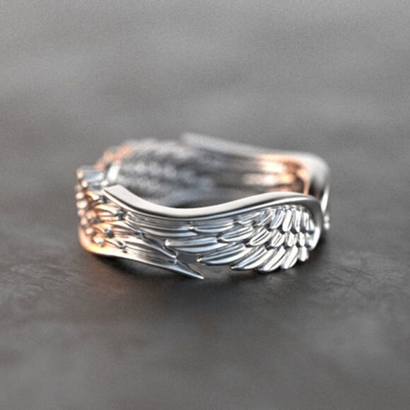 Jewelry - 💎 Angel Wings Vintage Carved Beautiful Silver Ring for Women, INDN8372
